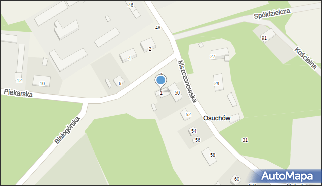 Osuchów, Piekarska, 1, mapa Osuchów