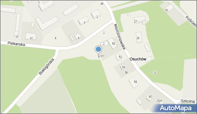 Osuchów, Piekarska, 3, mapa Osuchów