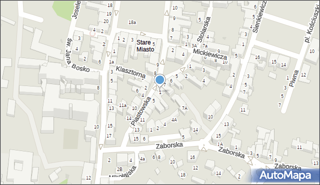 Oświęcim, Piastowska, 1, mapa Oświęcimia