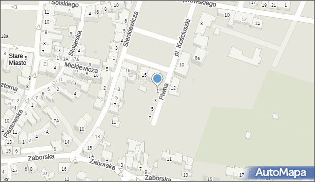 Oświęcim, Piwna, 1, mapa Oświęcimia