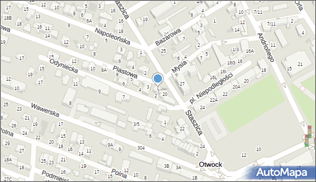 Otwock, Piastowa, 1, mapa Otwock