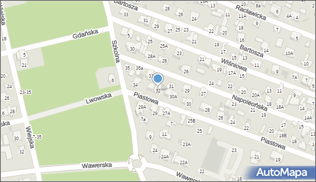 Otwock, Piastowa, 32, mapa Otwock