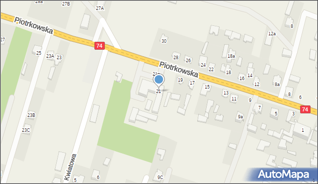 Paradyż, Piotrkowska, 21, mapa Paradyż