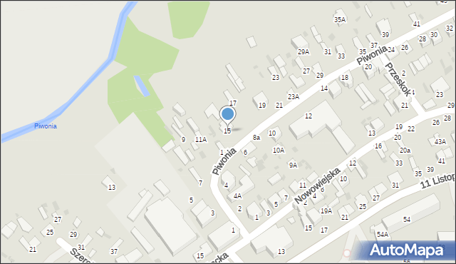 Parczew, Piwonia, 15, mapa Parczew