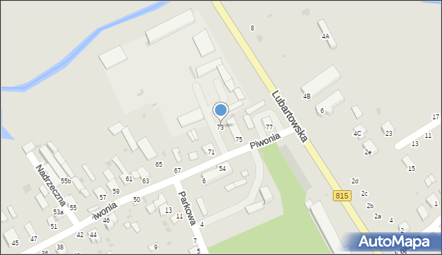 Parczew, Piwonia, 73, mapa Parczew