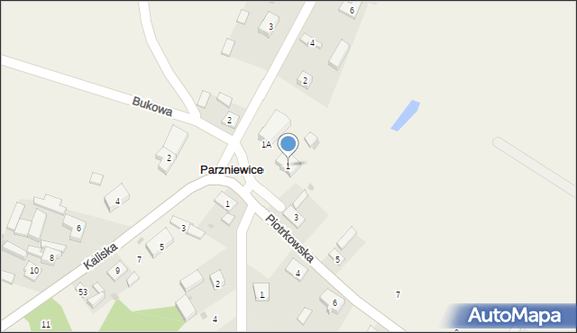 Parzniewice, Piotrkowska, 1, mapa Parzniewice