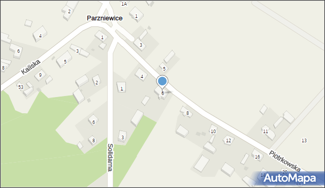 Parzniewice, Piotrkowska, 6, mapa Parzniewice