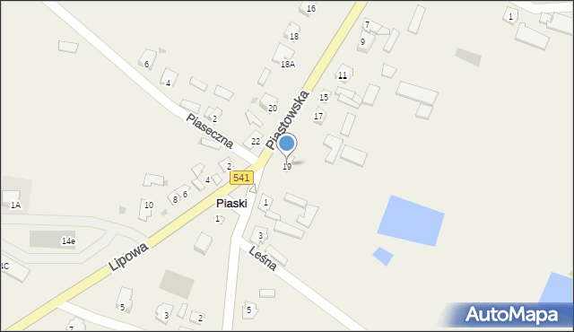 Piaski, Piastowska, 19, mapa Piaski