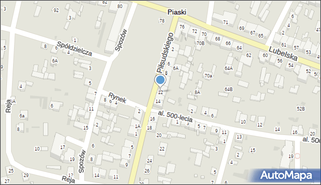 Piaski, Piłsudskiego Józefa, marsz., 12, mapa Piaski