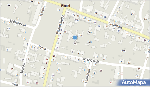 Piaski, Piłsudskiego Józefa, marsz., 8A, mapa Piaski