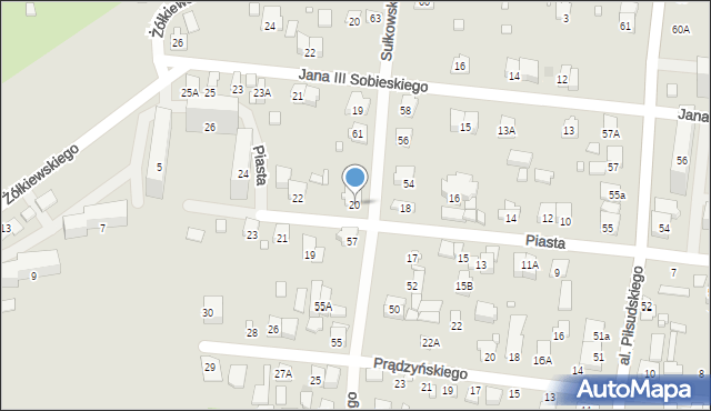 Piastów, Piasta, 20, mapa Piastów