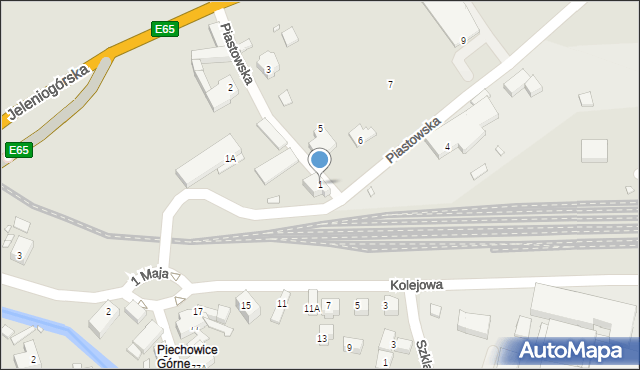 Piechowice, Piastowska, 1, mapa Piechowice