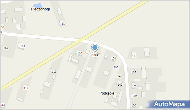 Pieczonogi, Pieczonogi, 109A, mapa Pieczonogi