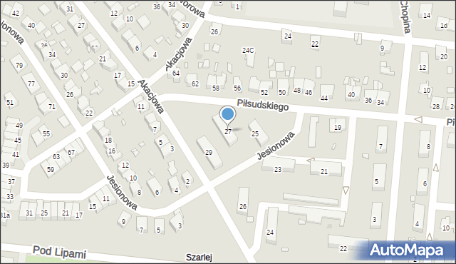 Piekary Śląskie, Piłsudskiego Józefa, marsz., 27, mapa Piekary Śląskie