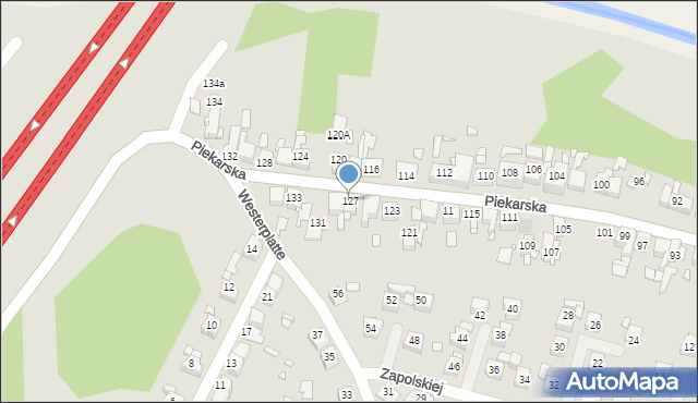 Piekary Śląskie, Piekarska, 127, mapa Piekary Śląskie