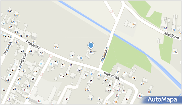Piekary Śląskie, Piekarska, 36, mapa Piekary Śląskie