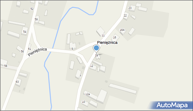 Pieniężnica, Pieniężnica, 14, mapa Pieniężnica