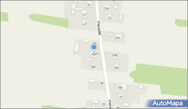 Pieradła, Pieradła, 60A, mapa Pieradła
