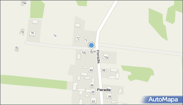 Pieradła, Pieradła, 70, mapa Pieradła