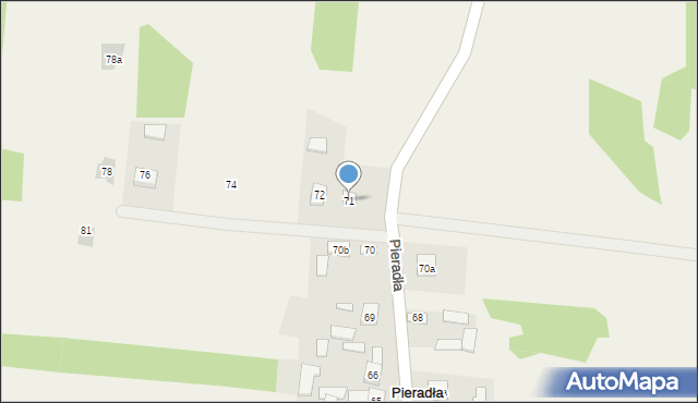 Pieradła, Pieradła, 71, mapa Pieradła