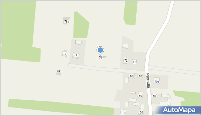 Pieradła, Pieradła, 74, mapa Pieradła