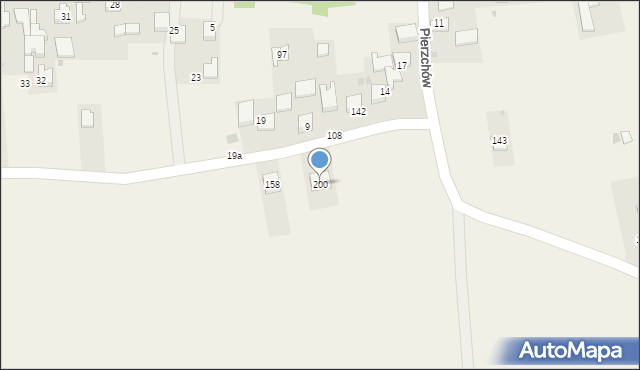 Pierzchów, Pierzchów, 200, mapa Pierzchów