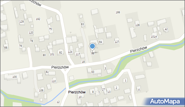 Pierzchów, Pierzchów, 98, mapa Pierzchów