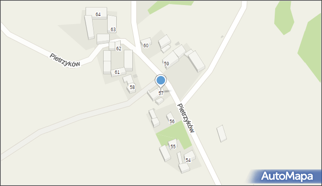 Pietrzyków, Pietrzyków, 57, mapa Pietrzyków