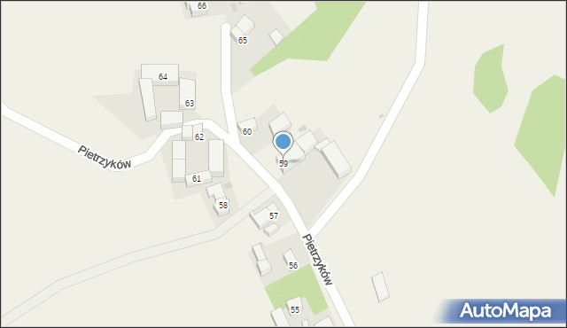 Pietrzyków, Pietrzyków, 59, mapa Pietrzyków