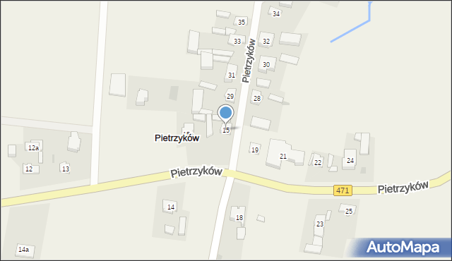 Pietrzyków, Pietrzyków, 15, mapa Pietrzyków