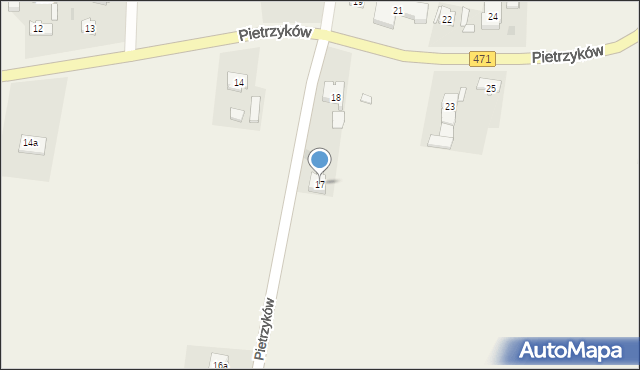 Pietrzyków, Pietrzyków, 17, mapa Pietrzyków