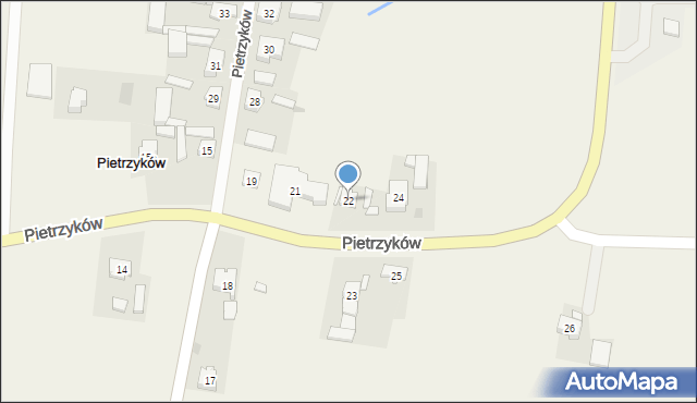 Pietrzyków, Pietrzyków, 22, mapa Pietrzyków
