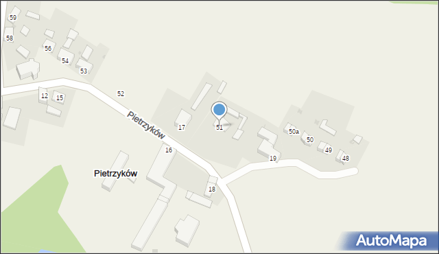 Pietrzyków, Pietrzyków, 51, mapa Pietrzyków