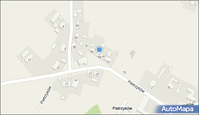 Pietrzyków, Pietrzyków, 54, mapa Pietrzyków