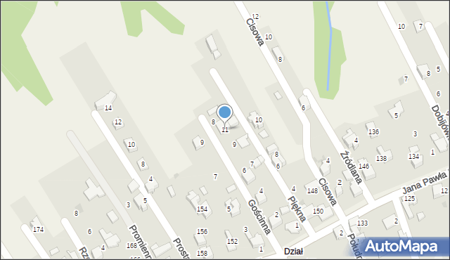 Pietrzykowice, Piękna, 11, mapa Pietrzykowice