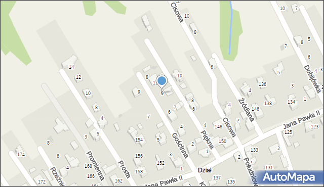 Pietrzykowice, Piękna, 9, mapa Pietrzykowice