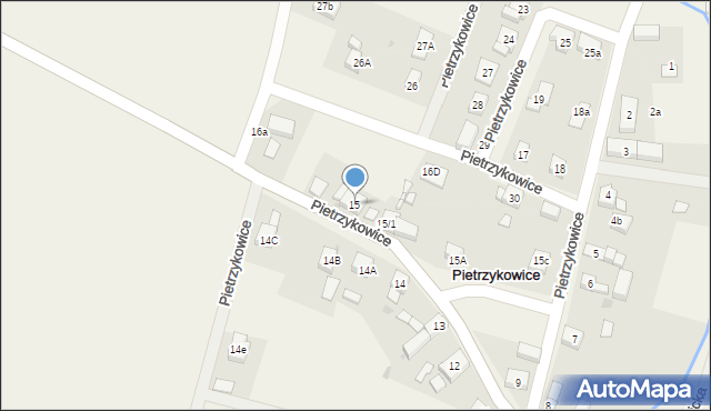 Pietrzykowice, Pietrzykowice, 15, mapa Pietrzykowice