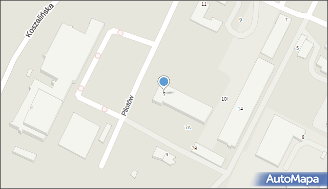 Piła, Pilotów, 7, mapa Piły