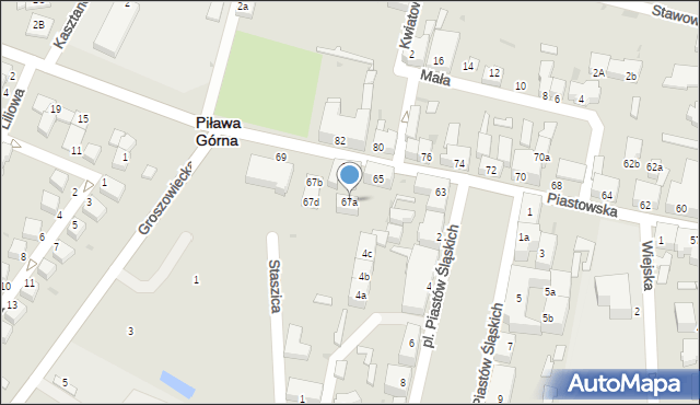 Piława Górna, Piastowska, 67a, mapa Piława Górna