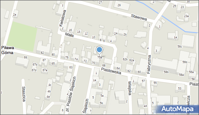 Piława Górna, Piastowska, 70a, mapa Piława Górna