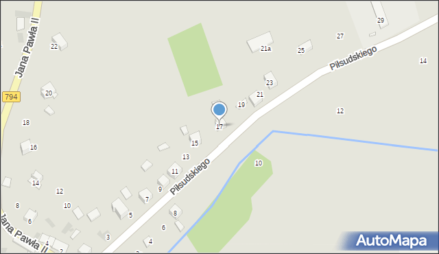 Pilica, Piłsudskiego Józefa, marsz., 17, mapa Pilica