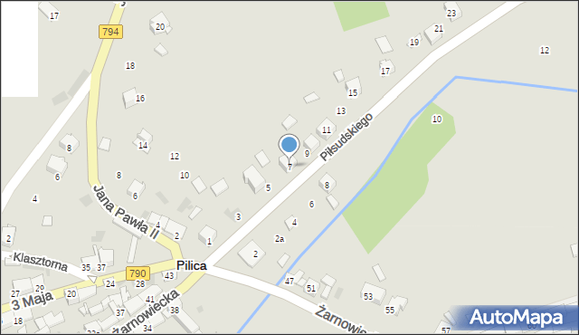 Pilica, Piłsudskiego Józefa, marsz., 7, mapa Pilica