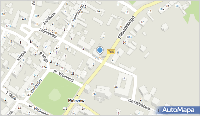 Pińczów, Piłsudskiego Józefa, marsz., 5, mapa Pińczów