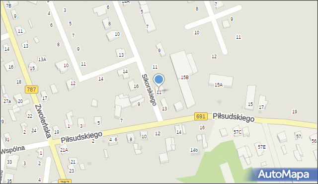 Pionki, Piłsudskiego Józefa, marsz., 11, mapa Pionki