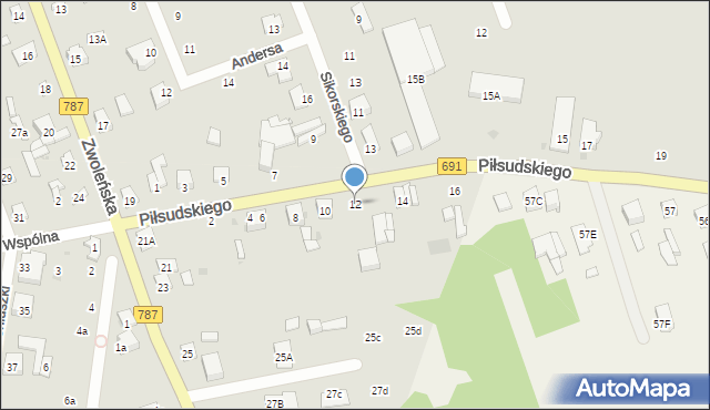 Pionki, Piłsudskiego Józefa, marsz., 12, mapa Pionki