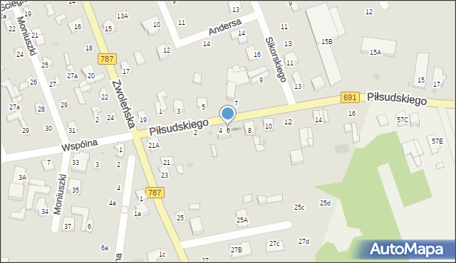Pionki, Piłsudskiego Józefa, marsz., 6, mapa Pionki