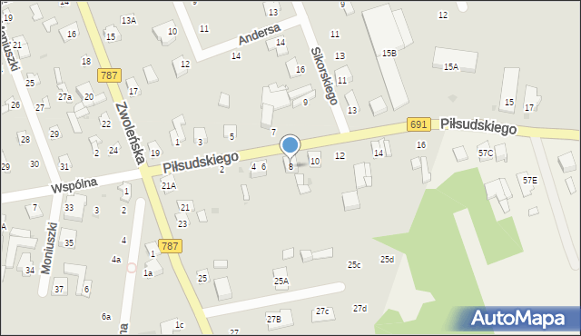 Pionki, Piłsudskiego Józefa, marsz., 8, mapa Pionki