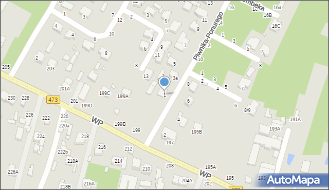 Piotrków Trybunalski, Piwnika-Ponurego Jana, mjr., 1, mapa Piotrków Trybunalski