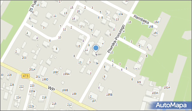 Piotrków Trybunalski, Piwnika-Ponurego Jana, mjr., 5, mapa Piotrków Trybunalski