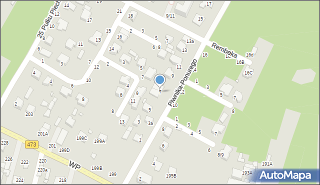 Piotrków Trybunalski, Piwnika-Ponurego Jana, mjr., 7, mapa Piotrków Trybunalski